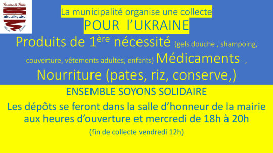 3 mars : Collecte pour l’Ukraine